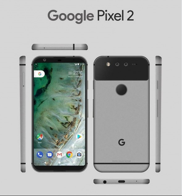 Опубликовано изображение смартфона Google Pixel 2 со всех сторон